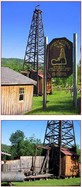 Bradford, Pennsylvania, cable-tool rig displayed at Penn-Brad Oil Museum and Park.