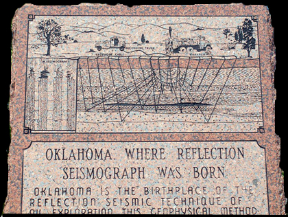 A monument commemorates an August 1921 test seismic waves.
