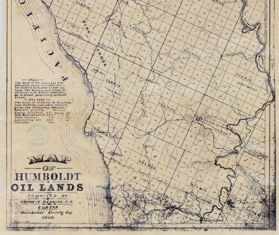 Detail of a 1908 Humboldt County Oil Map of