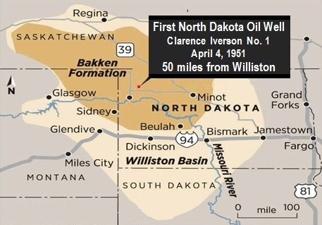 First North Dakota oil well map shows geology basins: U.S. Bureau of Land Management map illustrates Bakken Shale Formation and the Williston Basin.