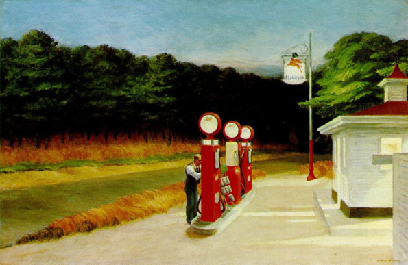 Edward Hopper (1882-1967) oil on canvas painting "Gas" of 1940.