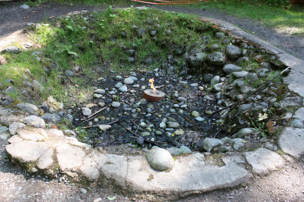 Natural gas burns constantly at Geyser Park, Washington.