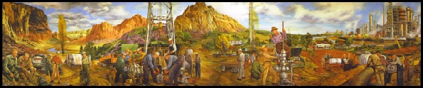 “Panorama of Petroleum,” a 56-foot mural by Oklahoma artist Delbert Jackson.