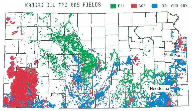 Geologic map of Kansas oil and gas resources.