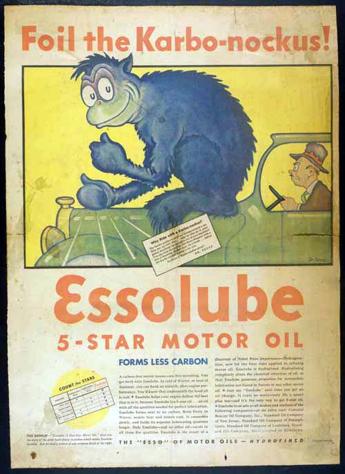 Seuss_AdA_AOGHS A circa 1935 Essolube cartoon ad drawn by Ted Geisel,