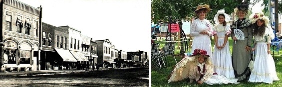 Women of Paola Kansas dressed in 19th-century outfits for annual natural gas festival.