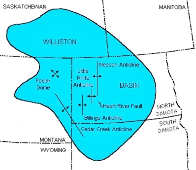 North Dakota oil well map of giant Williston Basin. In 1950, geologist Thomas W. Leach convinced Amerada Petroleum of Tulsa that oil could be found in North Dakota's Nesson Anticline.