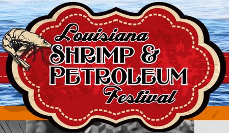 Louisiana Shrimp & Petroleum Festival logo with a shrimp.