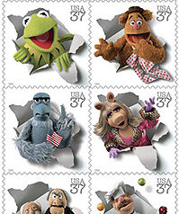 Faces of the Muppets that were commemorated by USPS stamps in 2005.