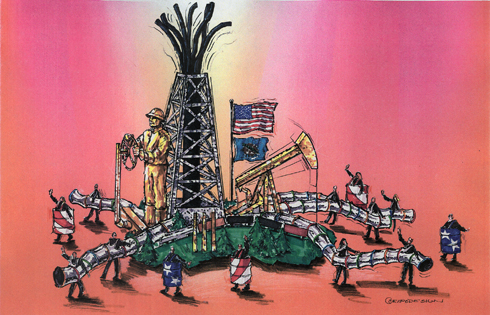 Oklahoma-float-AOGHS Concept drawing of 2007 Oklahoma City parade oil industry float.