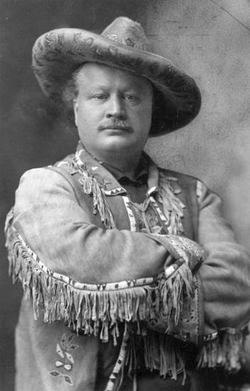 Portrait of Maj. Gordon W. "Pawnee Bill" Lillie in buckskins.