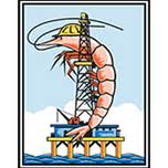Shrimp-festival-logo Louisiana Shrimp and Petroleum Festival logo of a giant shrimp humping an offshore derrick.