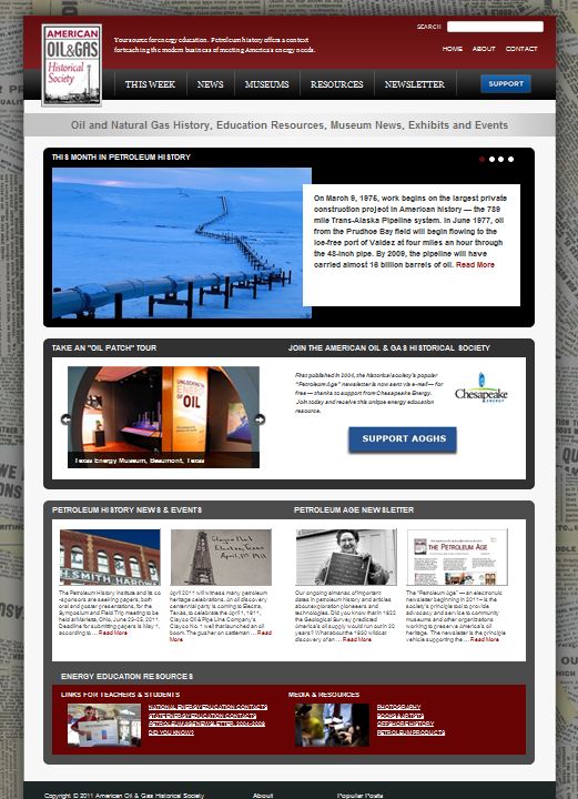 The first AOGHS website homepage.