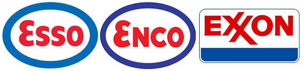 ESSO, ENCO and EXXON logos in 1972